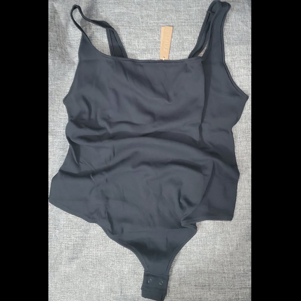 NWT SKIMS 3X Cotton Rib Bodysuit SOOT